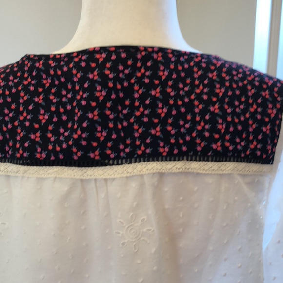 Matilda Jane White Eyelit Top with Black V-Neck - Picture 7 of 10